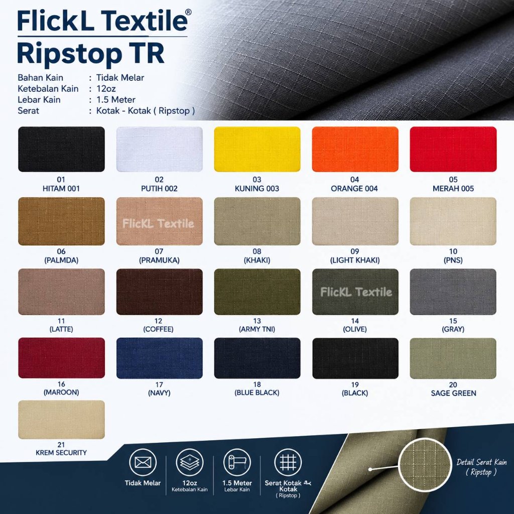 Kain Ripstop Tornado Bahan Ripstop TR Serat Kotak Kotak Ripstop Katun TR