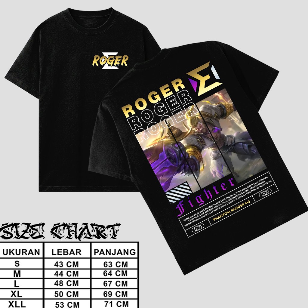 T-shirt/Kaos Dewasa Motif Hero Mobile Legends/Roger Fighter Phantom Ranger M3 Kaos Mobile Legends Ke