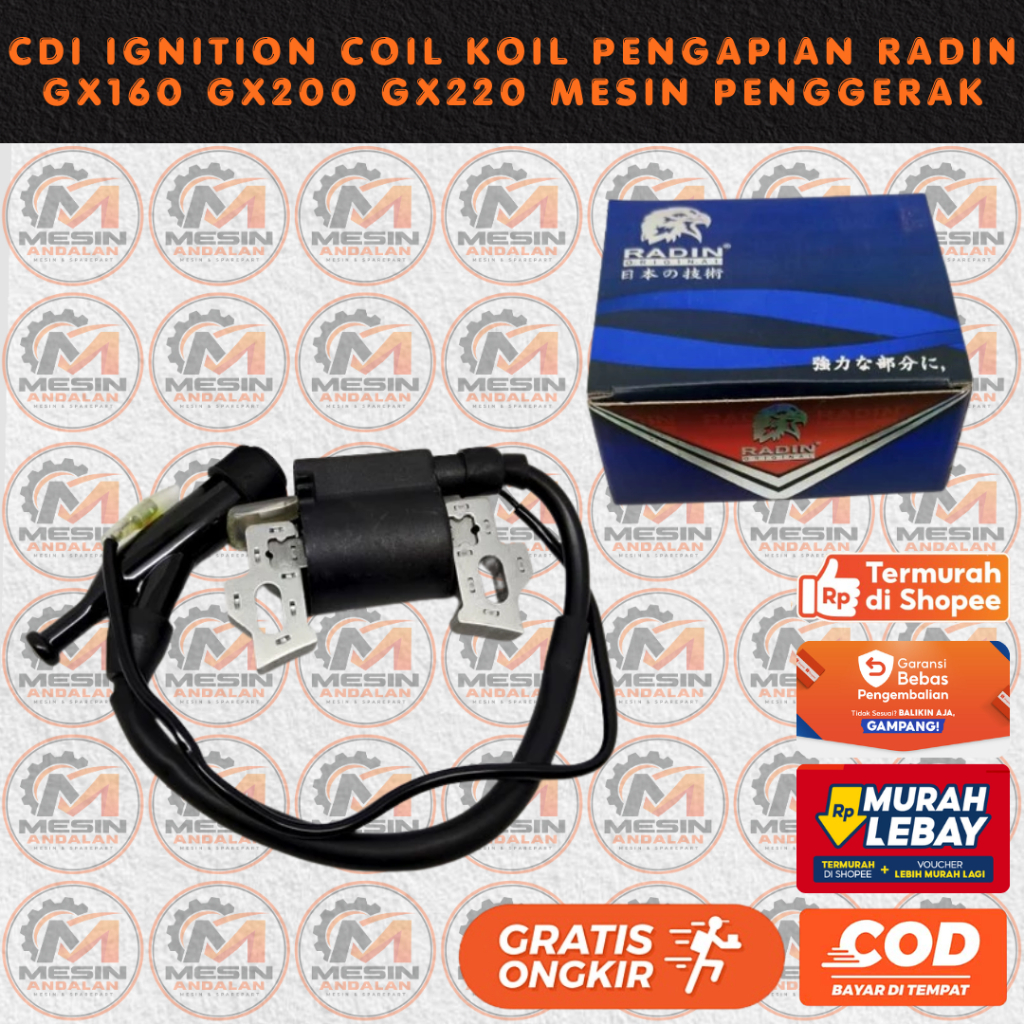 CDI Ignition Coil Koil Pengapian Radin GX160 GX200 GX220 Mesin Penggerak