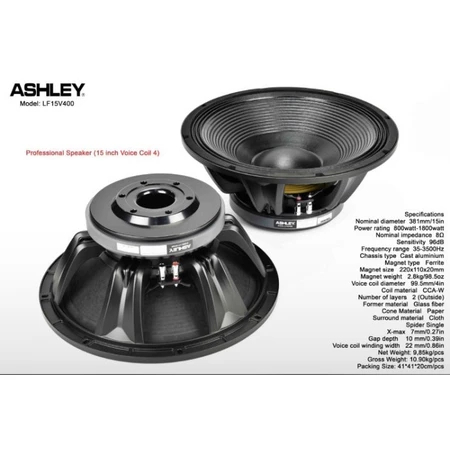 Speaker Komponen ASHLEY LF15V400 LF15 V400 LF 15 V 400 ORIGINAL 15 INCH 15V400