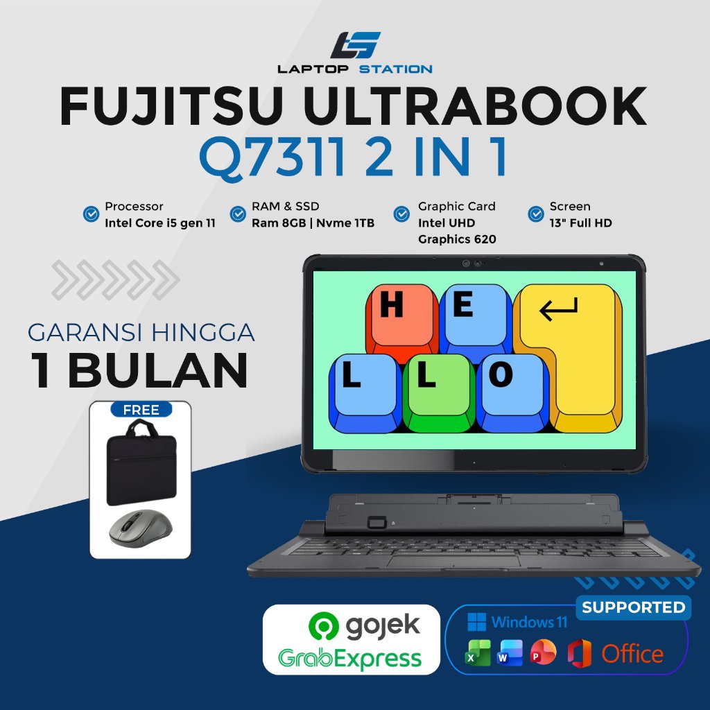 Laptop Fujitsu Q7311 2 in 1 Touchscreen Intel Core i5 gen 11 | Include Stylus Pen | Tablet Mode | Su