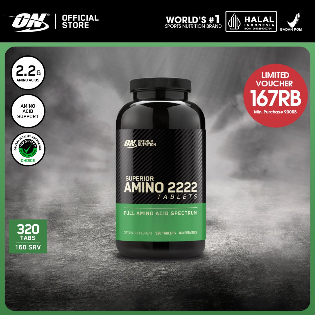 Optimum Nutrition Superior Amino 2222 - Suplemen / Gym  / Asam Amino / Kapsul
