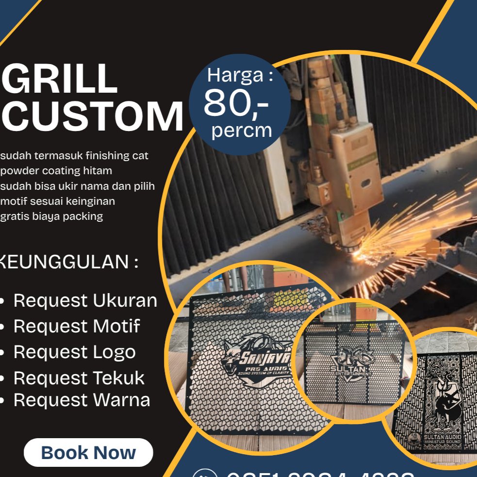 Grill Speaker Custom Bahan Besi Tebal Powder Coating Hitam Ukuran Sesuai Keinginan