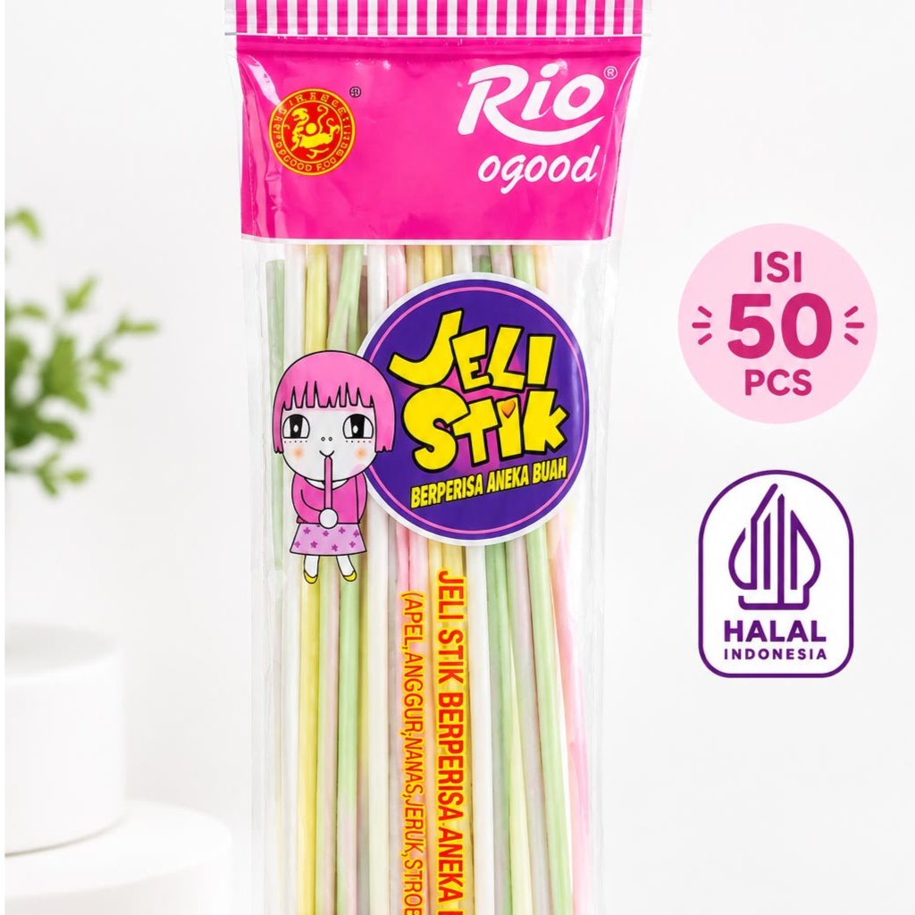 Jeli Stik Aneka Rasa Buah Snack Jadul 1 bks isi 50 stik Chen Liang Ji Yogurt Panjang