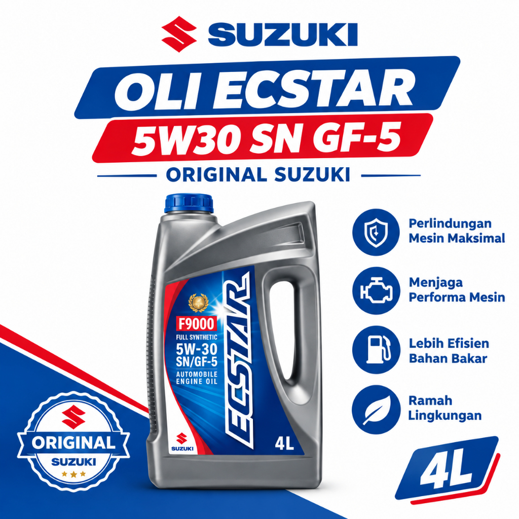 OLI ECSTAR 5W30 SN GF-5 4L FULL SYNTHETIC ORIGINAL SUZUKI – Oli Mesin Mobil Suzuki