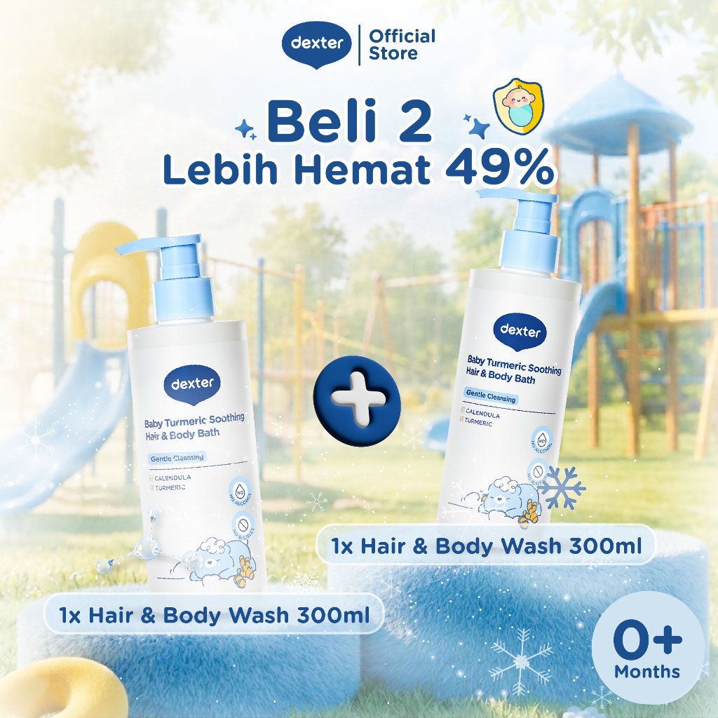 Dexter Baby [2 PCS] Bundle Hair Body Bath 300ml x2 | dengan Calendula | Sabun Mandi Newborn | Sabun 