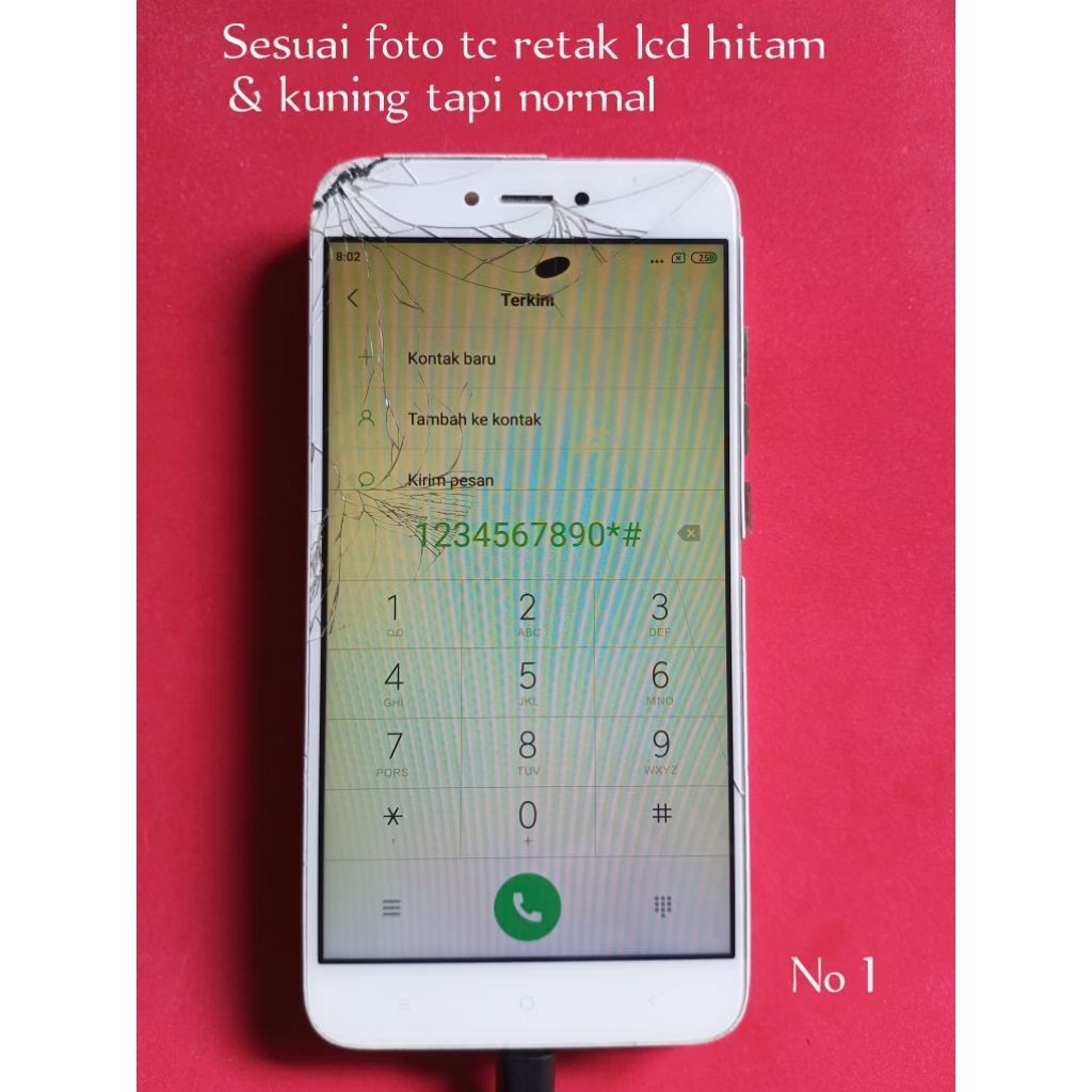 Lcd fulset Redmi note 5A bekas Copotan Minus touchscreen Retak hitam/ kuning tapi normal ( MESIN & K