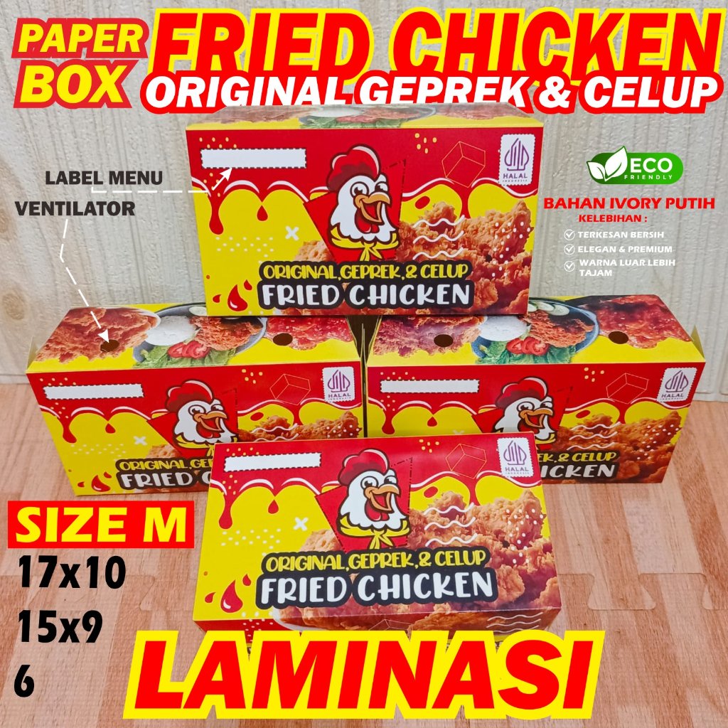 SIZE M -isi 100- IVORY Paper Lunch Box Ayam original geprek celup Fried Chicken Dkriuk