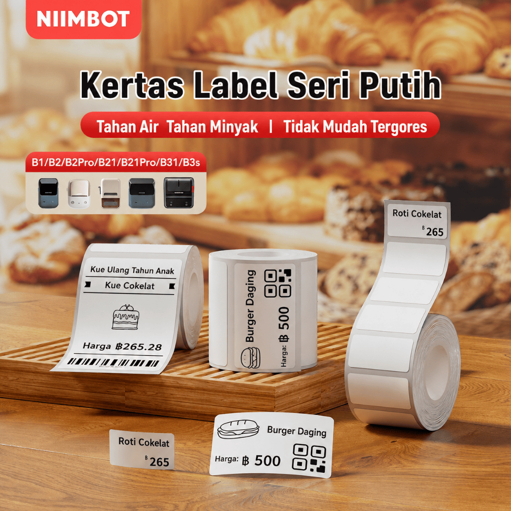 NIIMBOT B1/B21/B31/B2 Kertas Label Termal Putih, untuk Cetak Logo/Pakaian/Barang Dagangan/Harga Prod