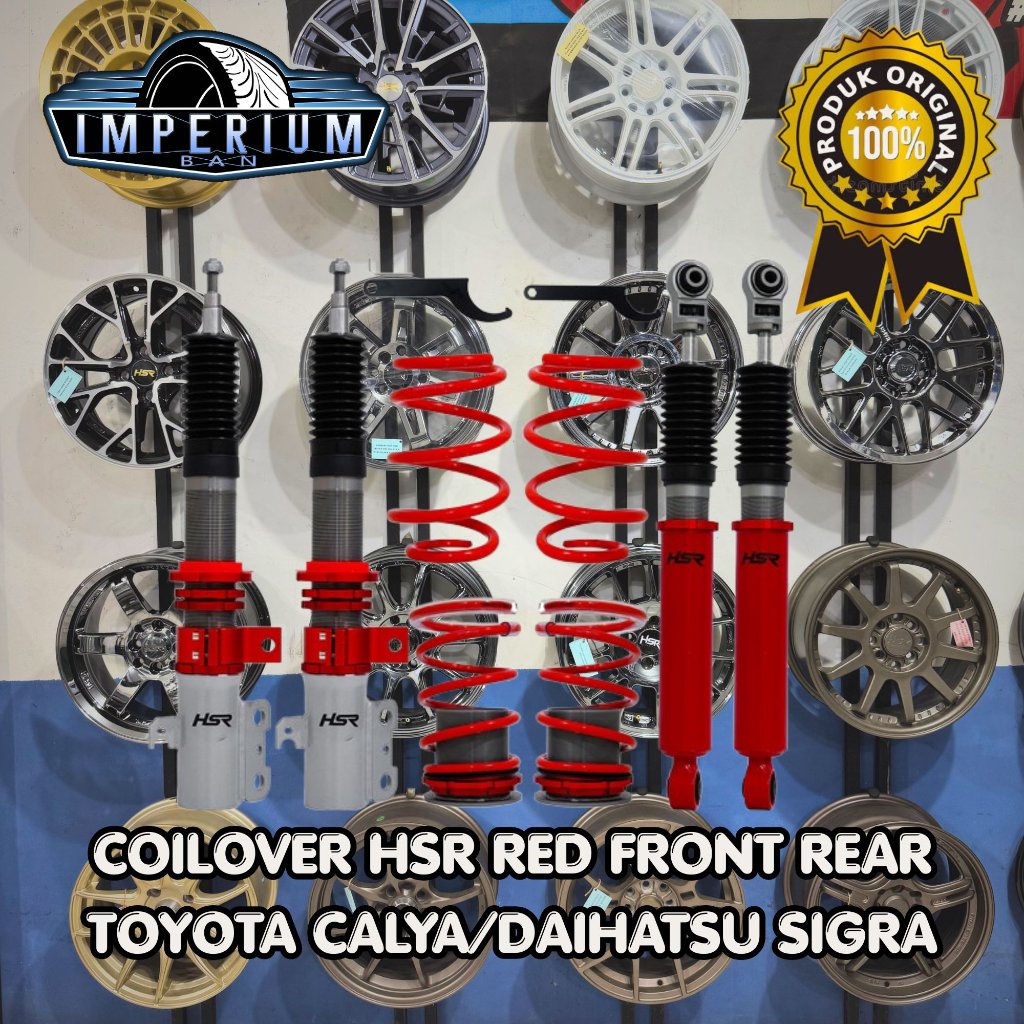 COILOVER HSR RED FRONT REAR TOYOTA CALYA/DAIHATSU SIGRA PER CEPER SET DENGAN SHOCK CALYA SIGRA