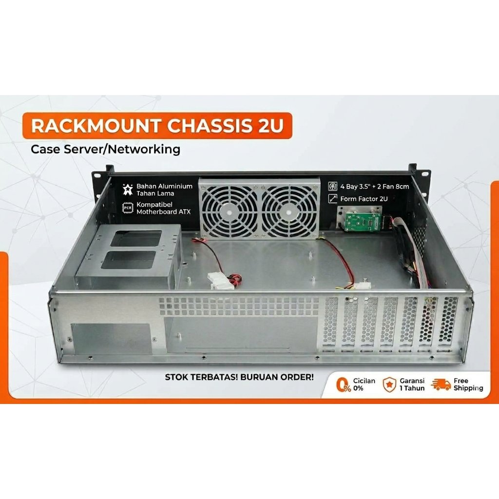 Casing Server Rackmount  BAHAN TEBAL Support ATX 2U Depth 35cm 19 InchCasing PC Server 2U 350mm