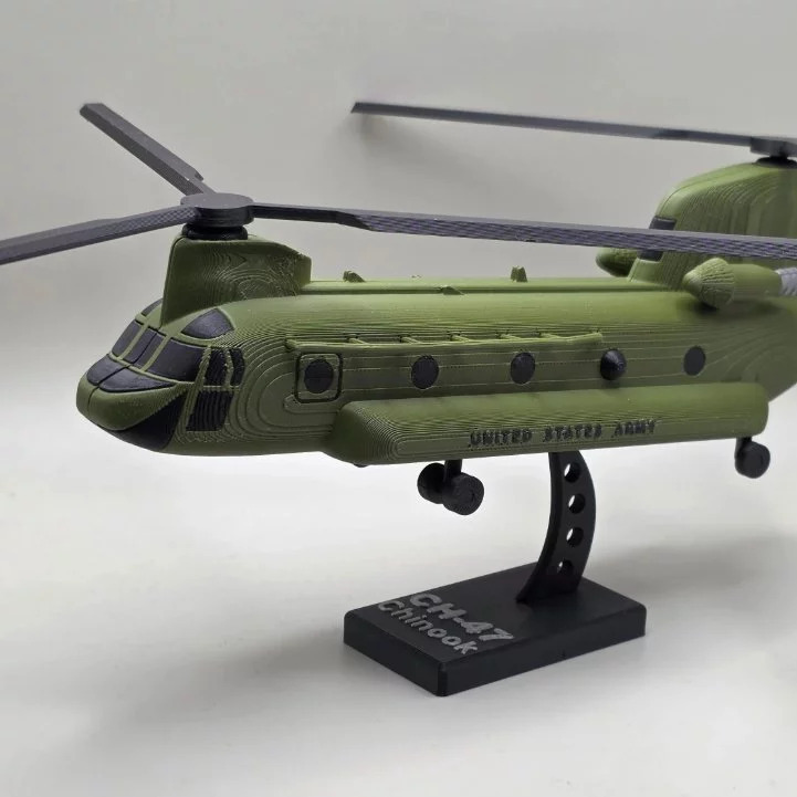 Cuero CH-47 Chinook Helicopter Kit 3D Print Miniatur Helikopter Militer Model Kit Rakit Koleksi