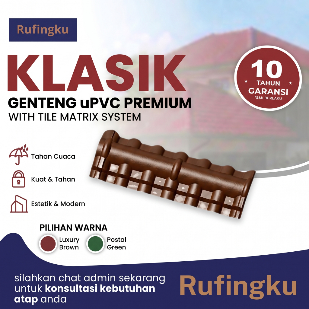 RUFINGKU NOK ATAS AKSESORIS ATAP GENTENG uPVC KLASIK
