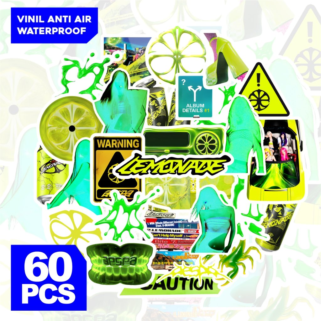 60 PCS Stiker Vinyl Lemonade Waterproof | Sticker Random Tumblr Laptop Botol