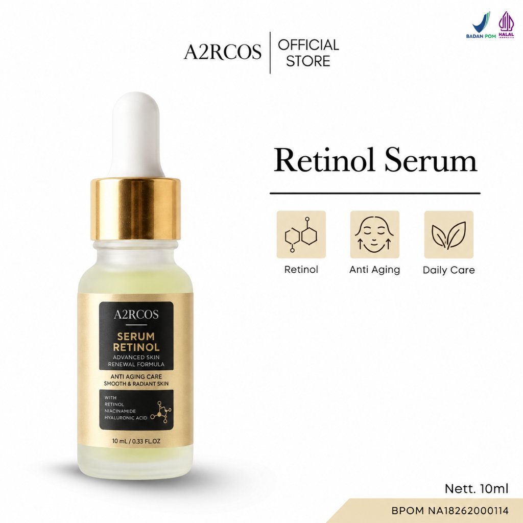 A2RCOS Serum Retinol 10ml Repairing Essence Wajah Mengandung Niacinamide Untuk Kulit Sensitif