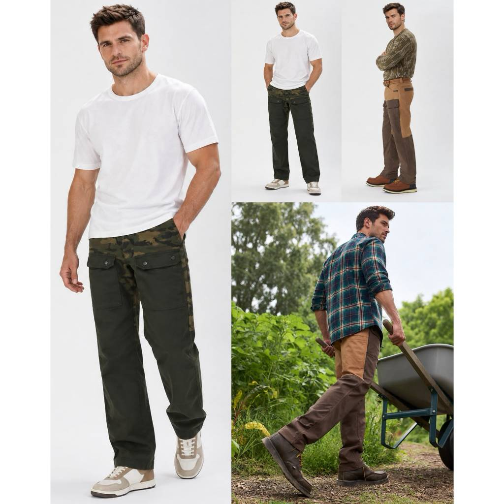 Celana Panjang Kargo Pria Warna Two-Tone Men's Cargo Work Pants - 9486