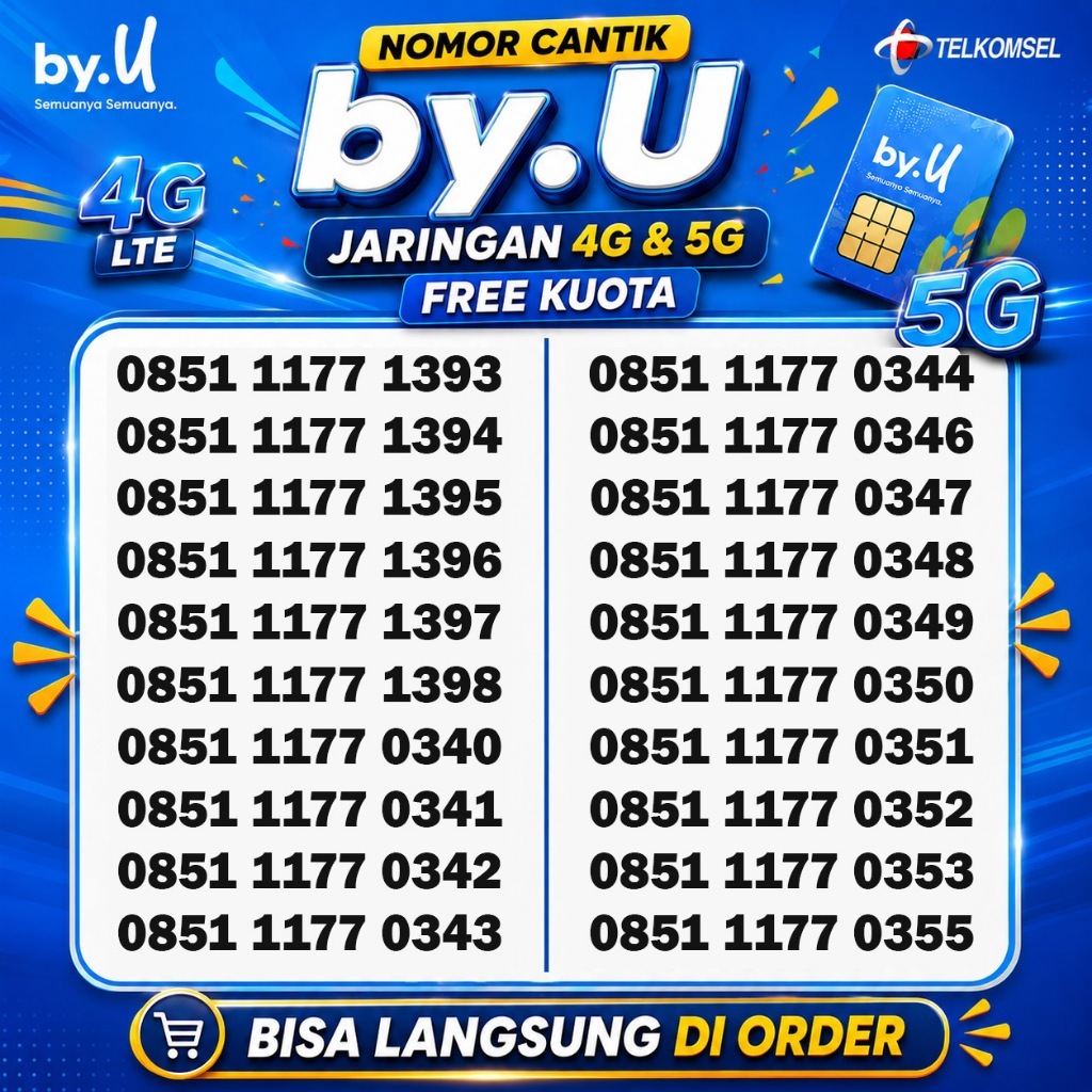 Nomor cantik By.U Bonus kuota 3GB Jaringan cepat 5G
