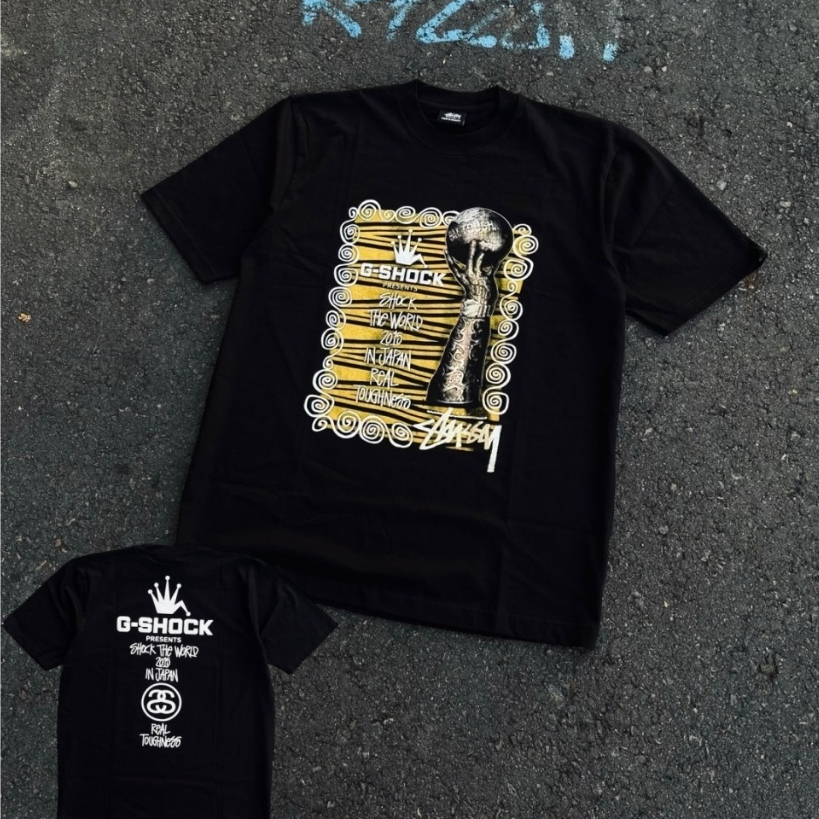 Kaos Stussy x G-Shock Print Piala Lengan Pendek Pria Wanita Streetwear