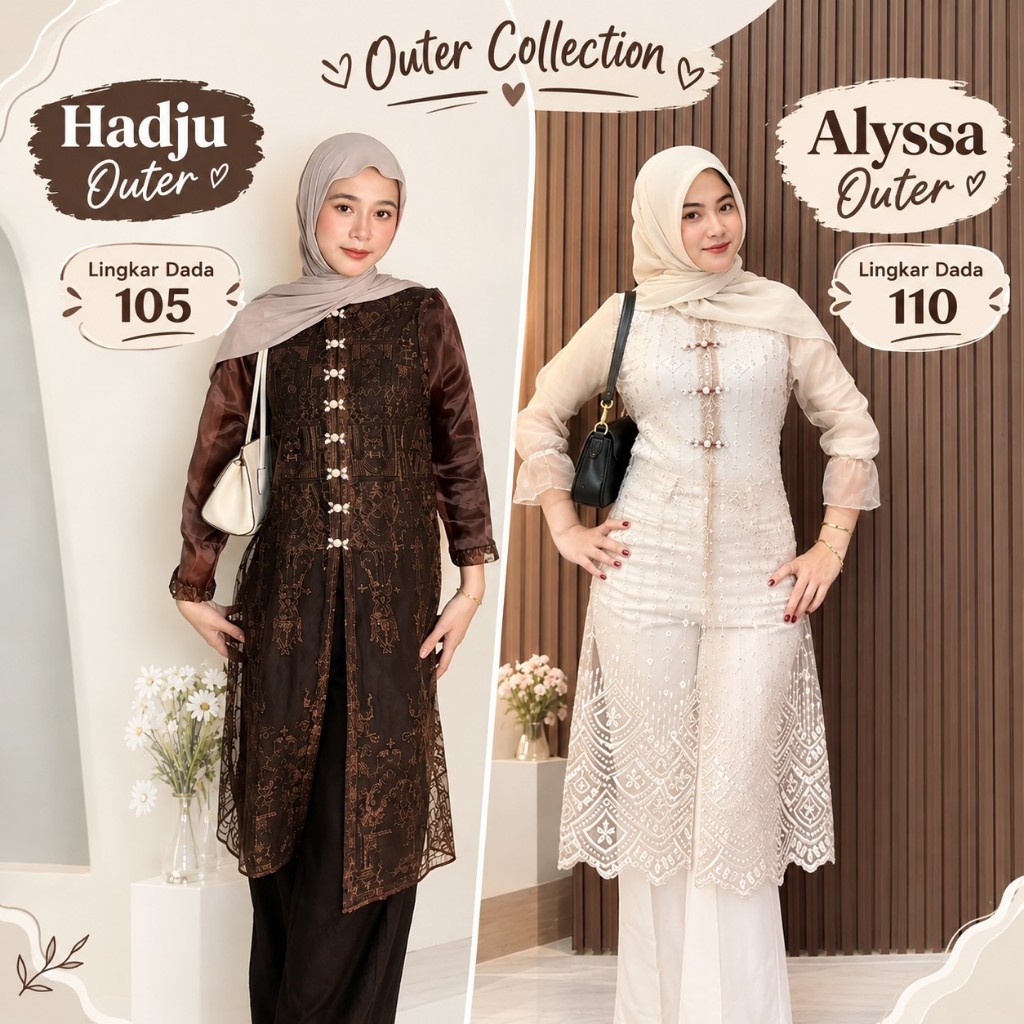 Hadju Tunik Brukat Bordir Sapto / Tunik Brokat Tali Kancing Mutiara Payet Diamond / Baju Kondangan, 