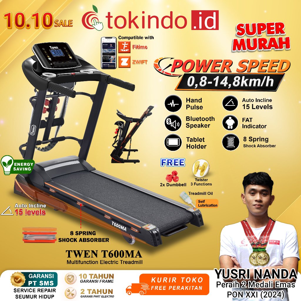 TWEN T600M T600MA series Treadmill Portable / Treadmill Electric Low Watt / Treadmill Elektrik Alat 