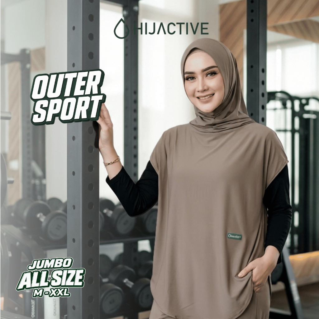 HIJACTIVE - Hijab Outer Sport Hoodie Olahraga Jogging Senam Zumba Badminton Renang Muslimah Menutup 