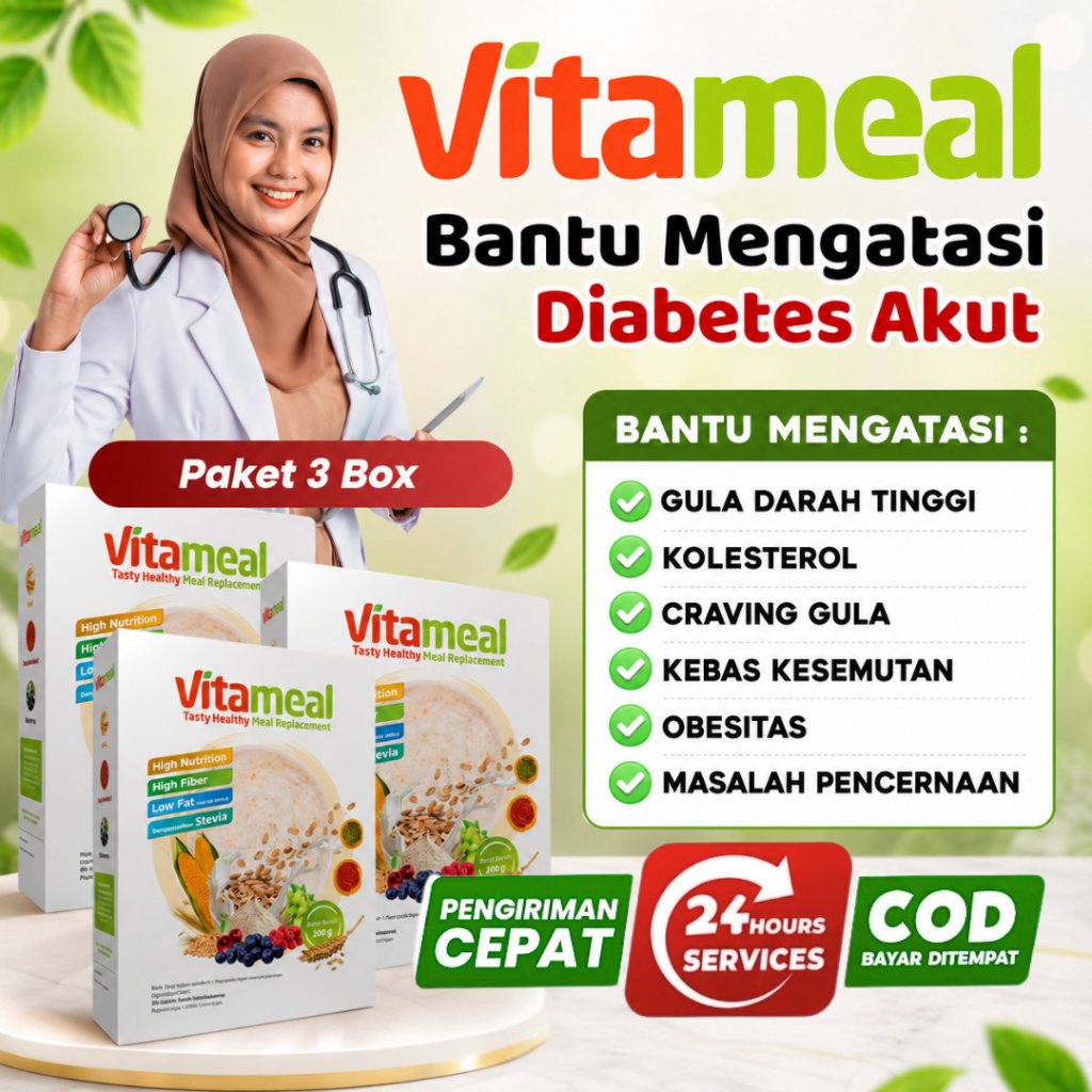 Vitameal - Paket 3 Box Sereal Sehat Multigrain Bantu Menurunkan Gula Darah Tinggi Mencegah Diabetes 
