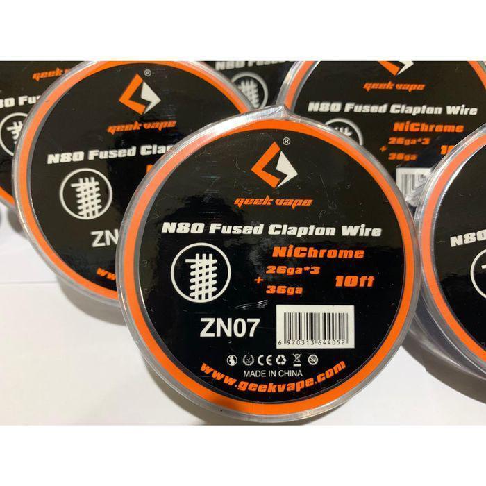 GeekVapee geek vape geekvape Kawat Coil Wire Fused Clapton Ni80 Nichrome 30ga*3+38ga Ori ZN09 Panjan