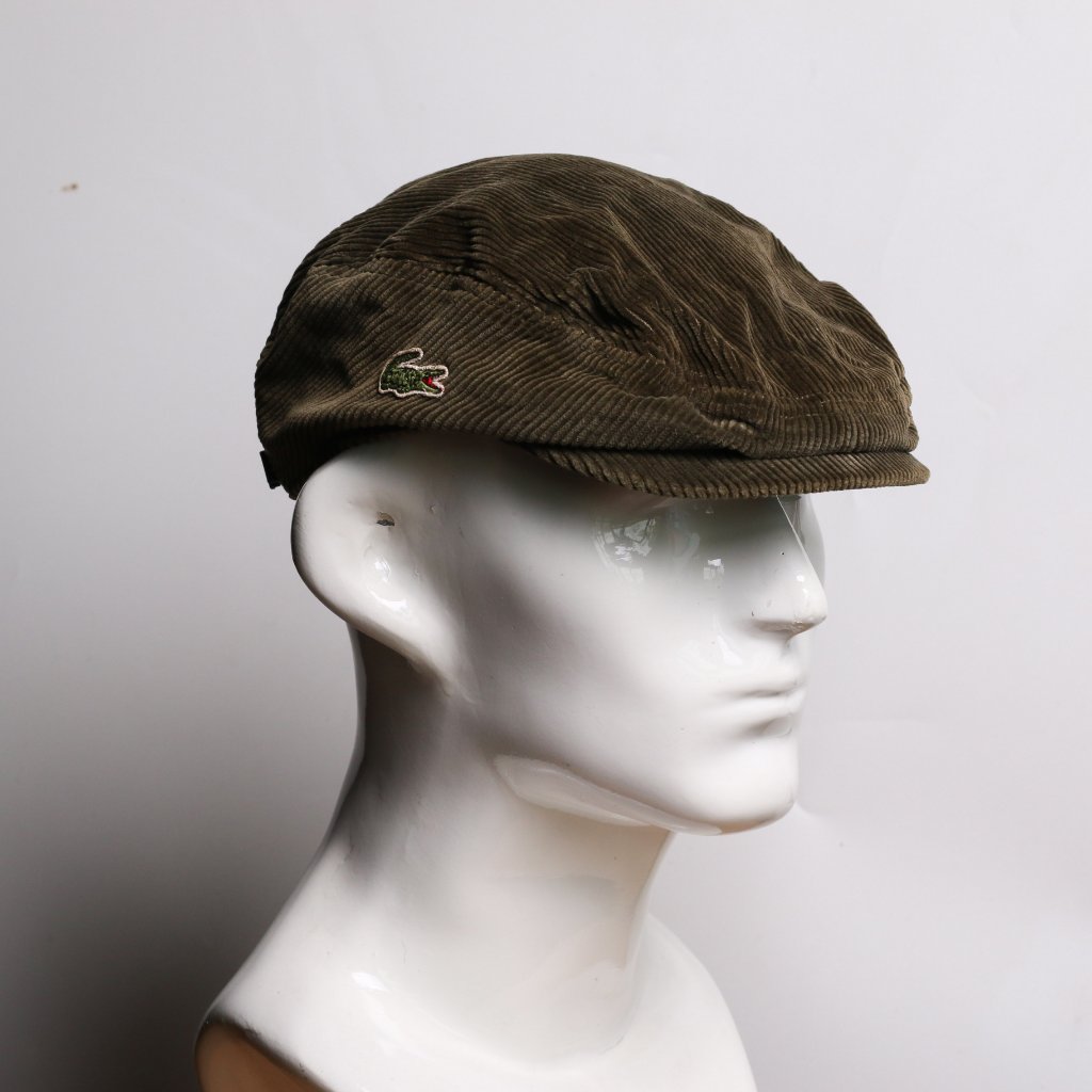 Lac0ste Classic Corduroy Flat Cap Olive