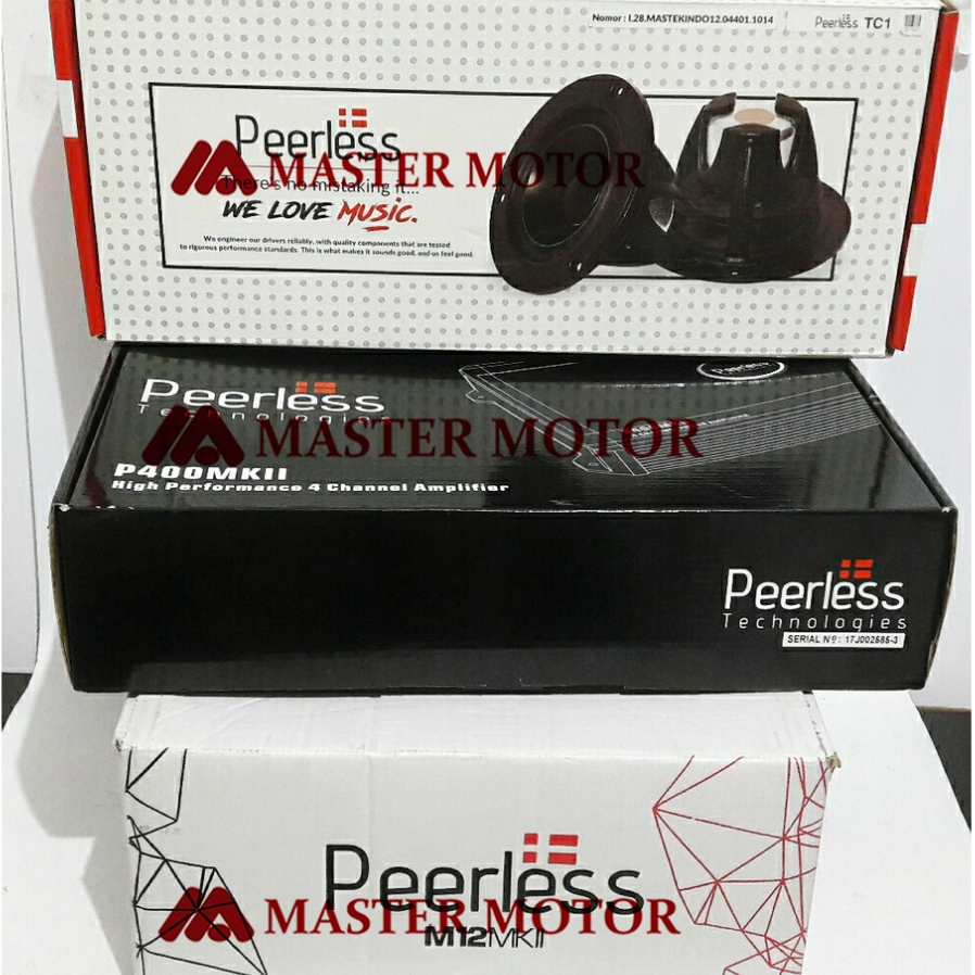 Paket Audio Mobil Peerless lengkap Speaker Split TC1 Power Amplifier 4 Channel Subwoofer 12 inch set