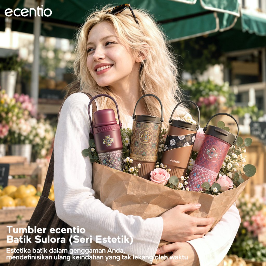 [SULORA Series] ecentio batik tumbler stainless 316 dalam keramik 600ml/680ml/850ml Botol minum Aest