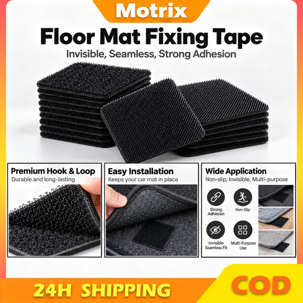 COD 10PCS Velcro Perekat Kuat Pengunci Alas Dasbor & Karpet Lantai Mobil Anti Geser Tanpa Bekas Lem