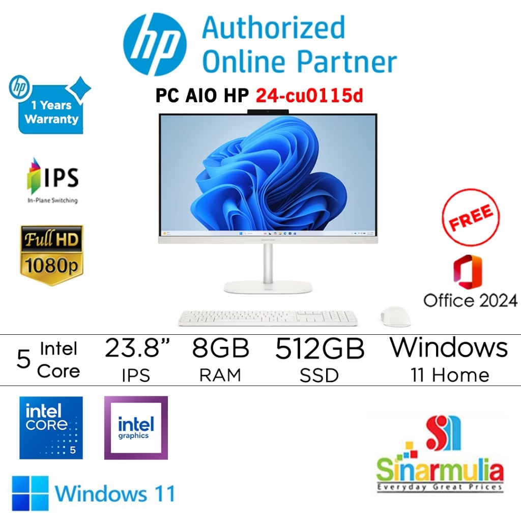 PC AIO HP 24-df1001d i5-1135G7 512GB SSD 8GB 23.8" IPS Win11+OHS