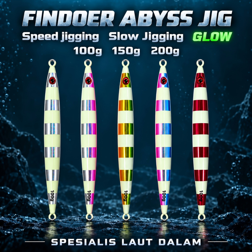 FINDOER ABYSS Metal Jig 100g 150g 200g Speed & Slow Jigging Umpan Laut Dalam