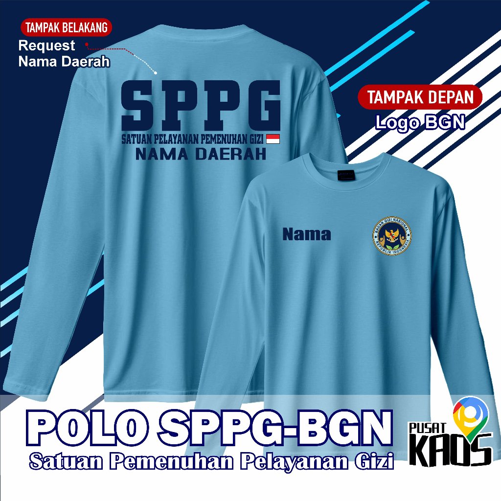 KAOS SERAGAM SPPG BGN MBG BISA CUSTOM NAMA DAN DAERAH BAJU KAOS SERAGAM RELAWAN SPPG BISA SATUAN