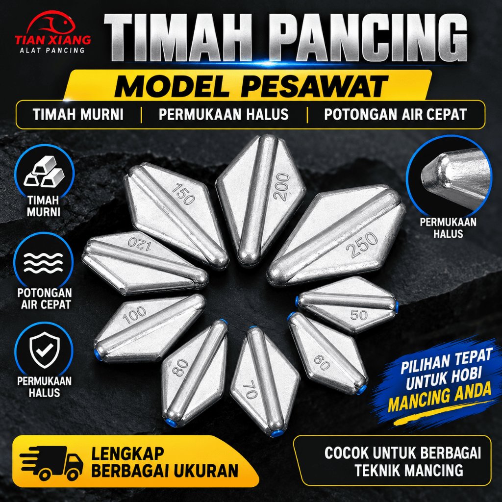 Timah Pancing Model Pesawat | Timah Pemberat Kail Mancing Berbagai Ukuran