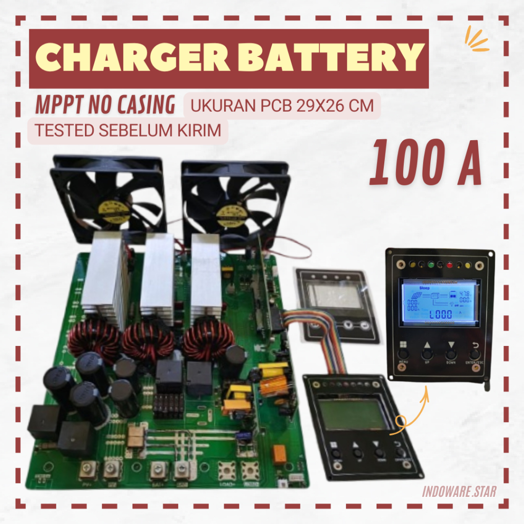 Solar Charger Controller PWM MPPT SCC MPPT rating 100a 100 amper mppt solar charging 100A Tanpa Casi