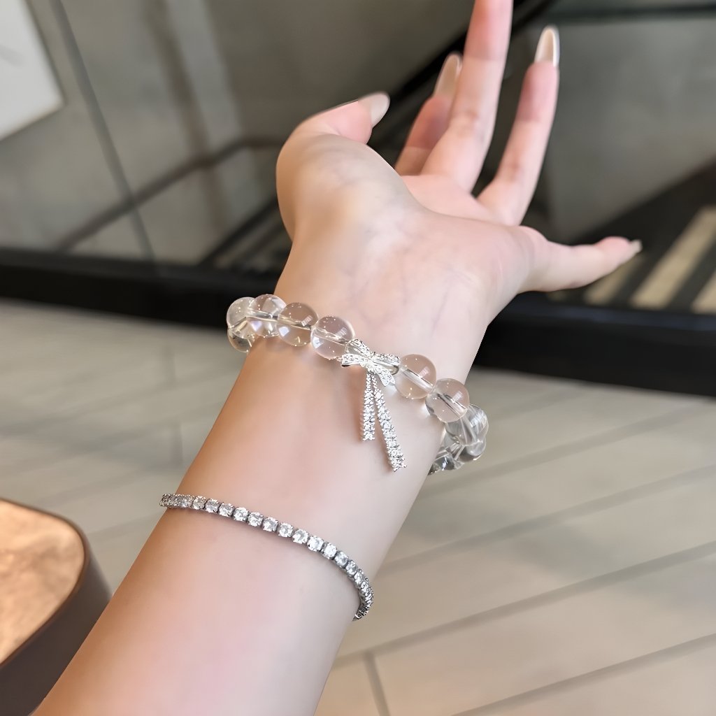Gelang berlian imitasi gaya Korea terbaru dengan berlian persegi zirkonia gelang warna emas putih ra