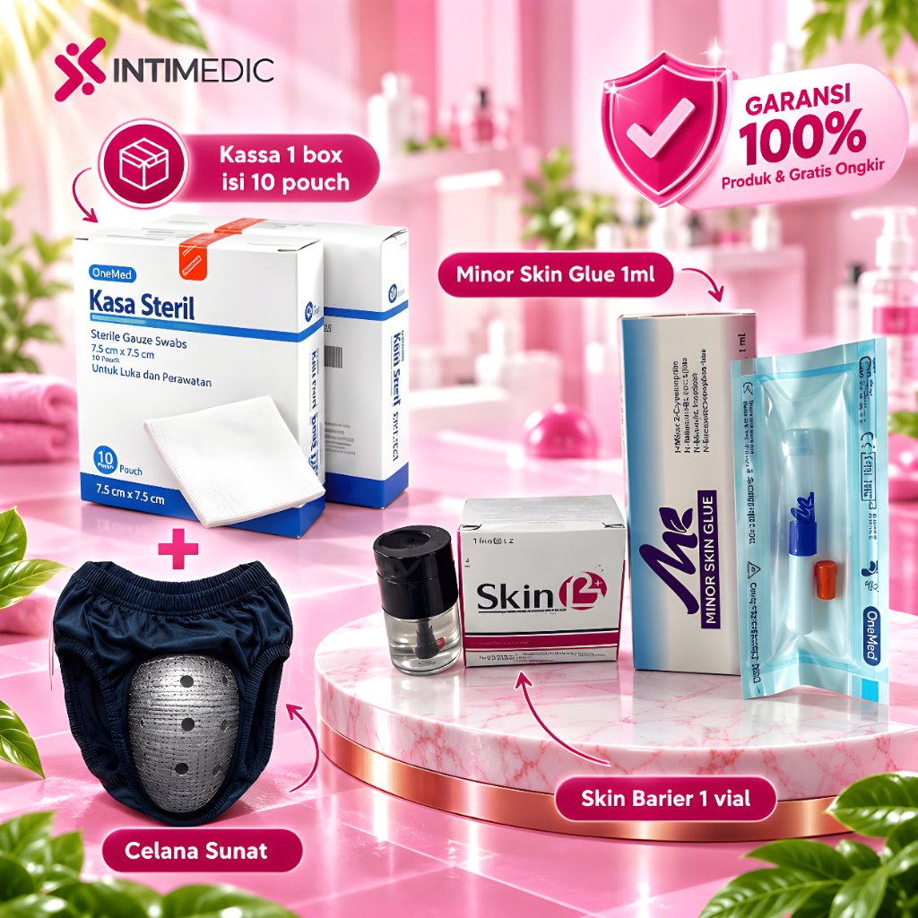 Paket Perawatan Luka & Pasca Sunat – Skin Glue 1ml + Skin Barrier + Kassa Steril + Celana Sunat