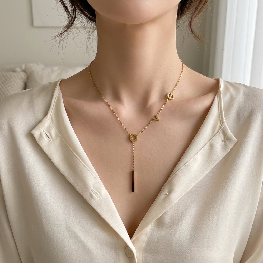 Kalung Titanium Wanita Rantai Model Liontin Huruf Love Warna Gold Aksesoris Wanita Awandini Jawlery