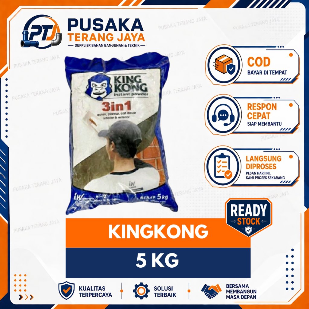 Plamir acian Skimcoat Kingkong kemasan 5 KG / 5000 gram zak aci tembok