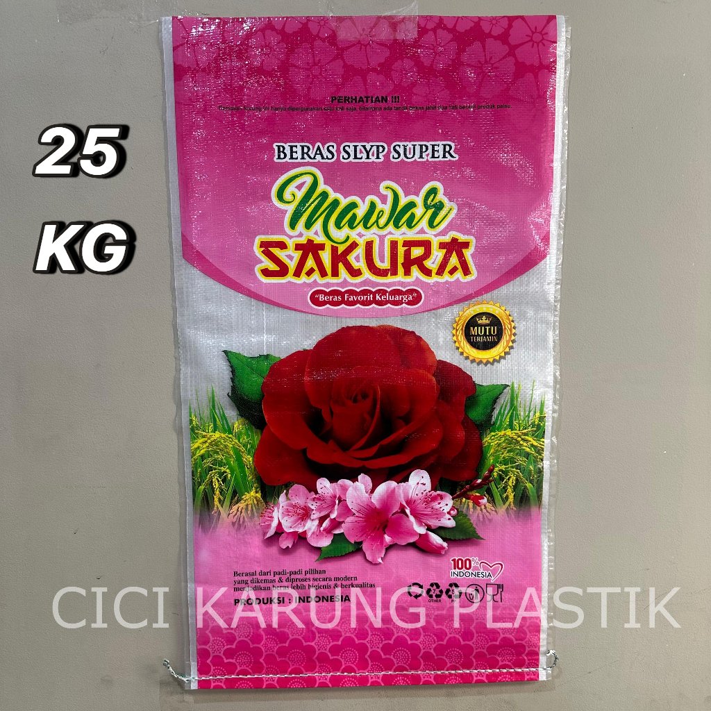 Karung Beras Laminasi Merk MAWAR SAKURA 25KG