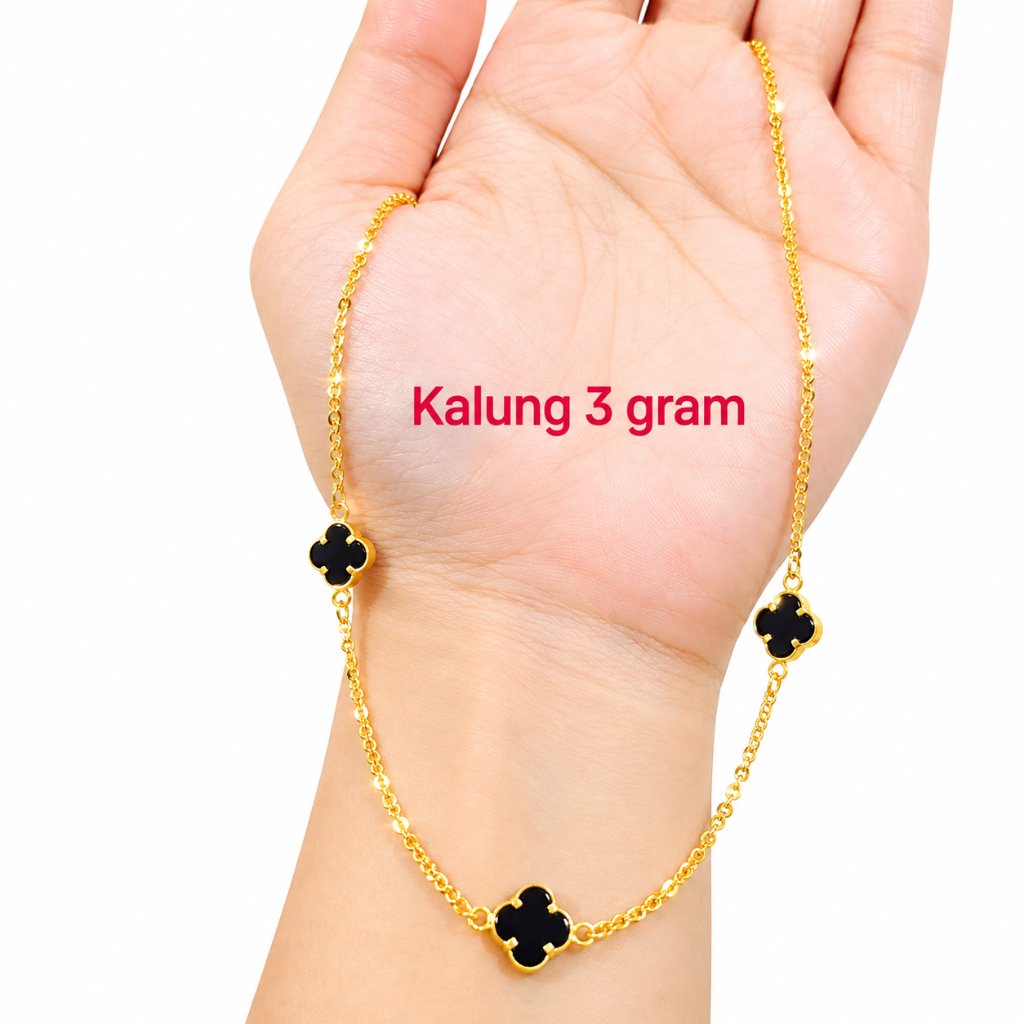 Kalung Dewasa Emas Muda Clover Kembang 3 berat 3 gram