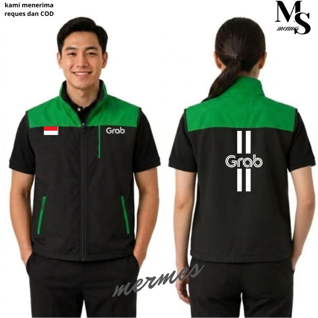 Rompi Grab Kurir Motor | Rompi Grab Vest Pria