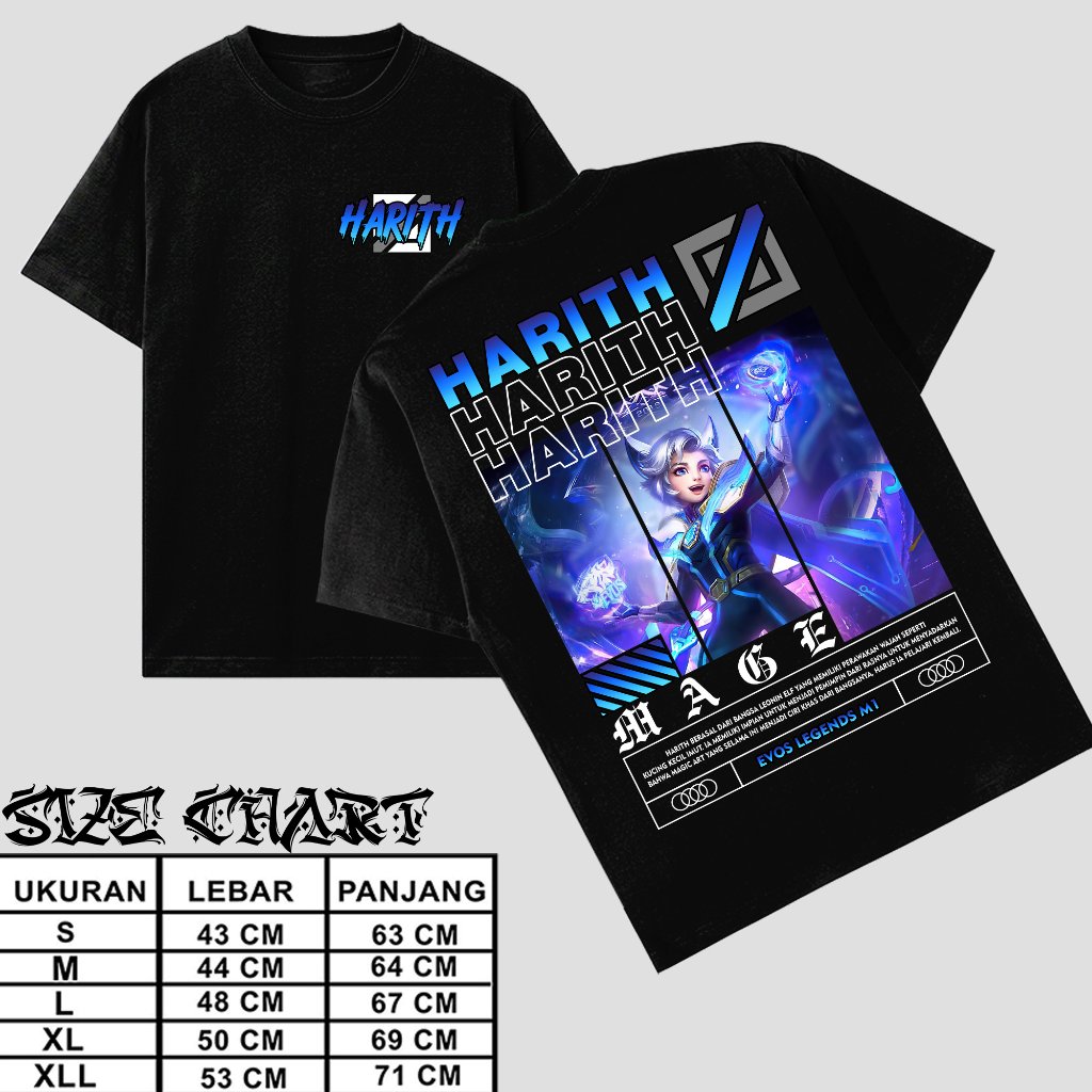 T-shirt/Kaos Dewasa Motif Hero Mobile Legends Harith Mage Evos Legends M1/Kaos Mobile Legends Keren 