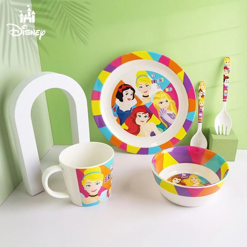 DISNEY Original Piring Makan Mangkok Sendok Gelas Anak Melamin Special Edition Dinner set Princess -
