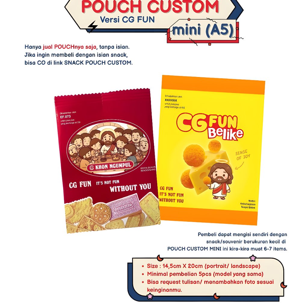 Snack Pouch Custom | Pouch Custom Mini | Bungkus Kado Lucu | Bungkus Souvenir | Pouch CG FUN