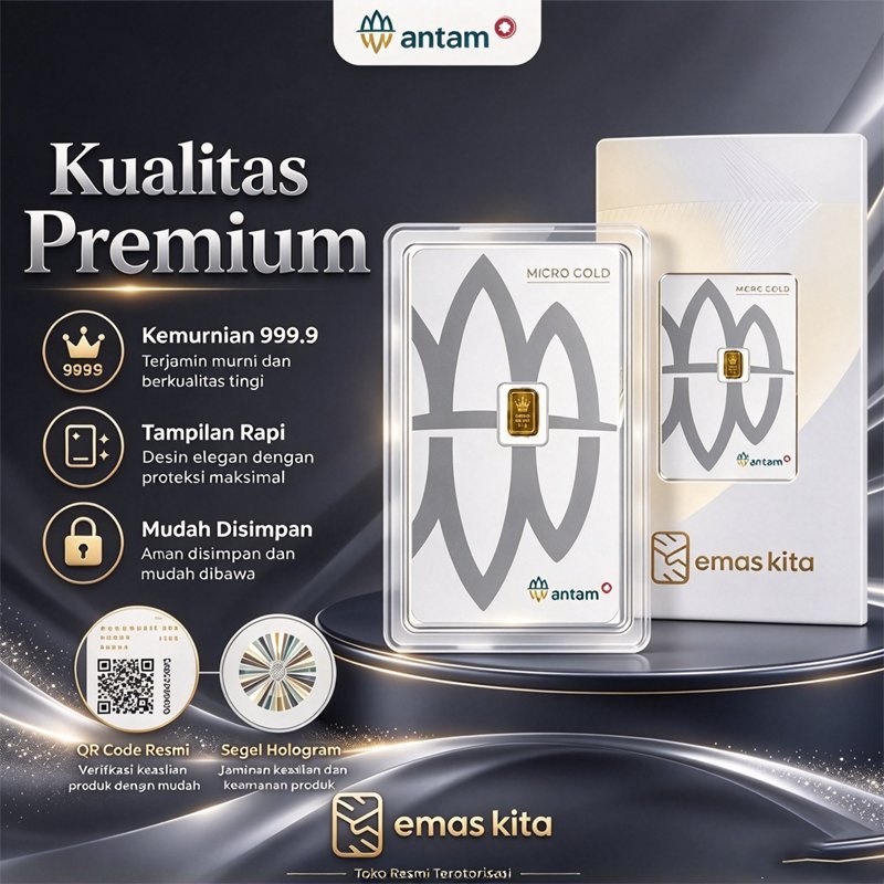 Emas ANTAM 0.1 Gram 24K Logam Mulia Emas Murni Mini Gold Emas Batangan Investasi Hadiah