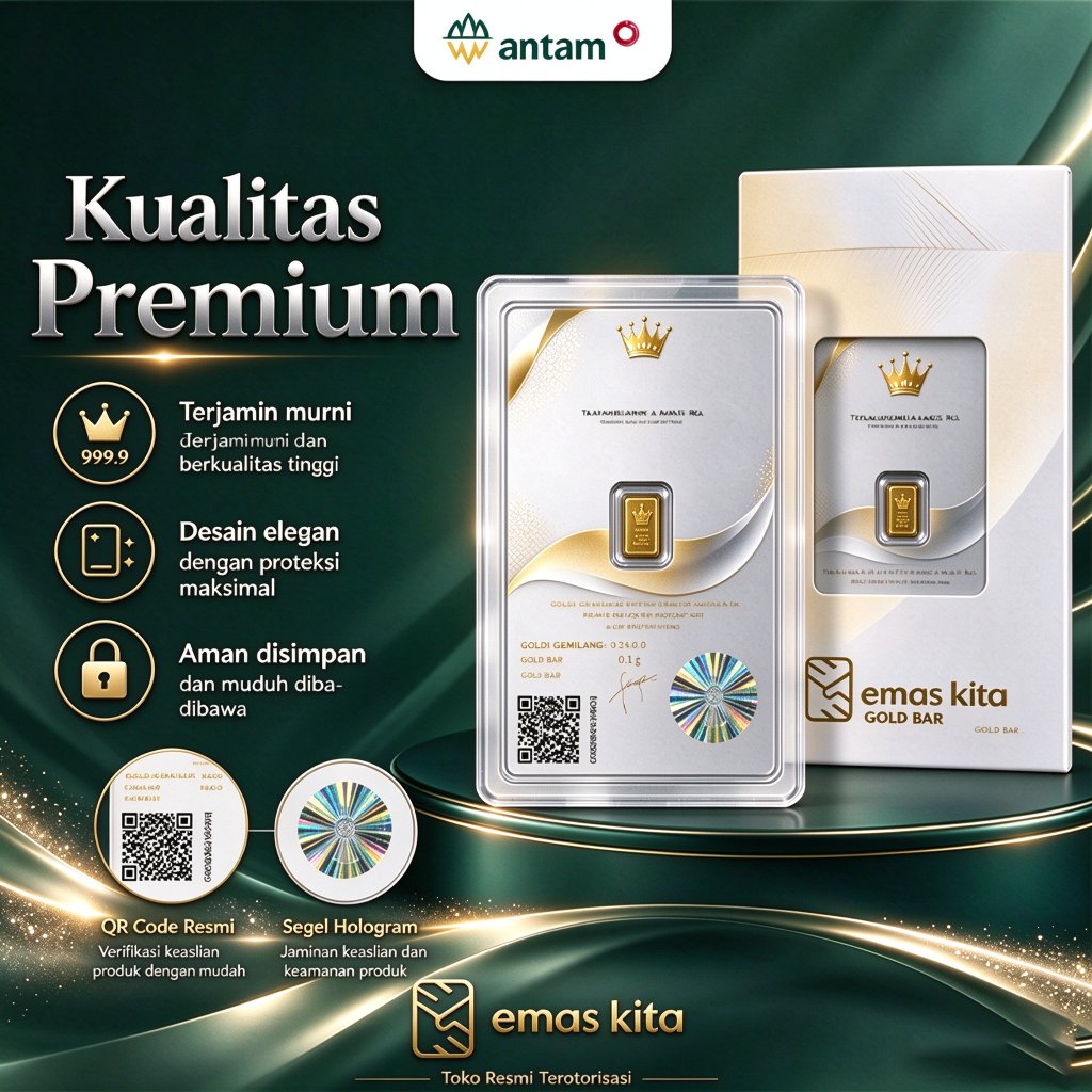 Emas ANTAM 0.1 0.25 Gram 24K Original Kemurnian 99.9% Bersertifikat Resmi Cocok untuk Koleksi dan In