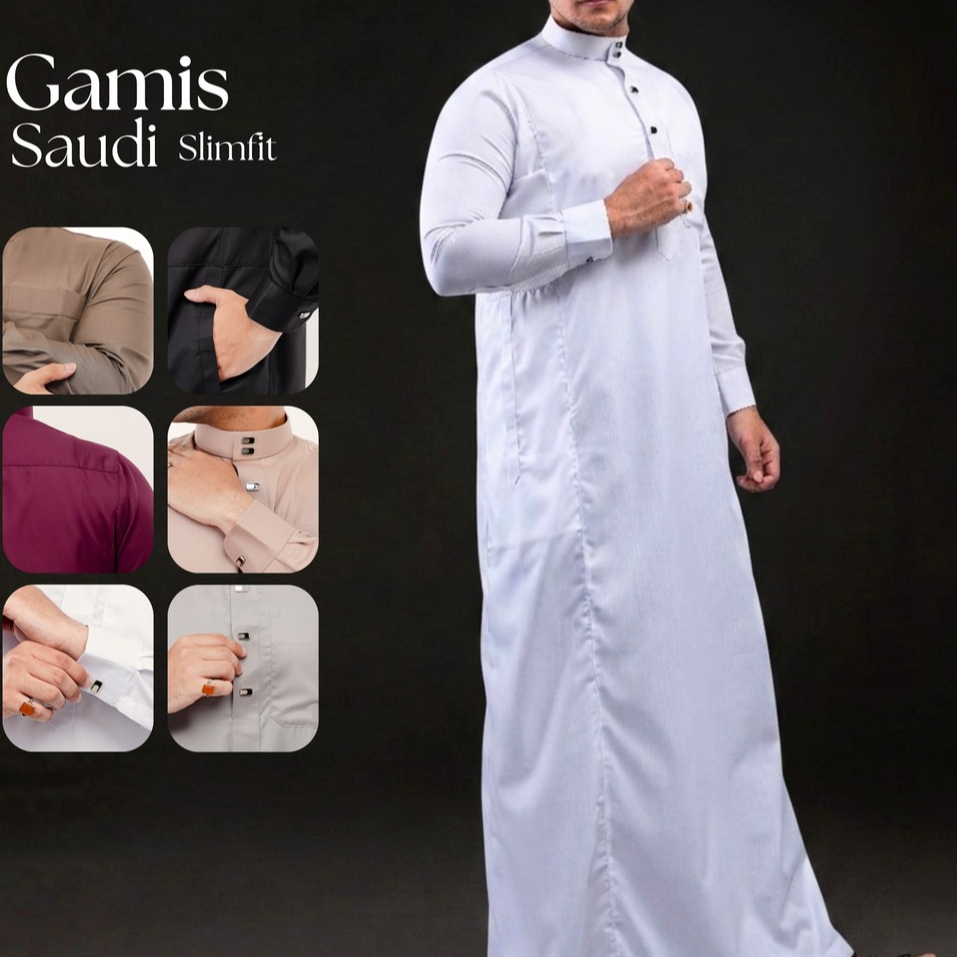 Babagaf Gamis Saudi Slimfit Lengan Manset