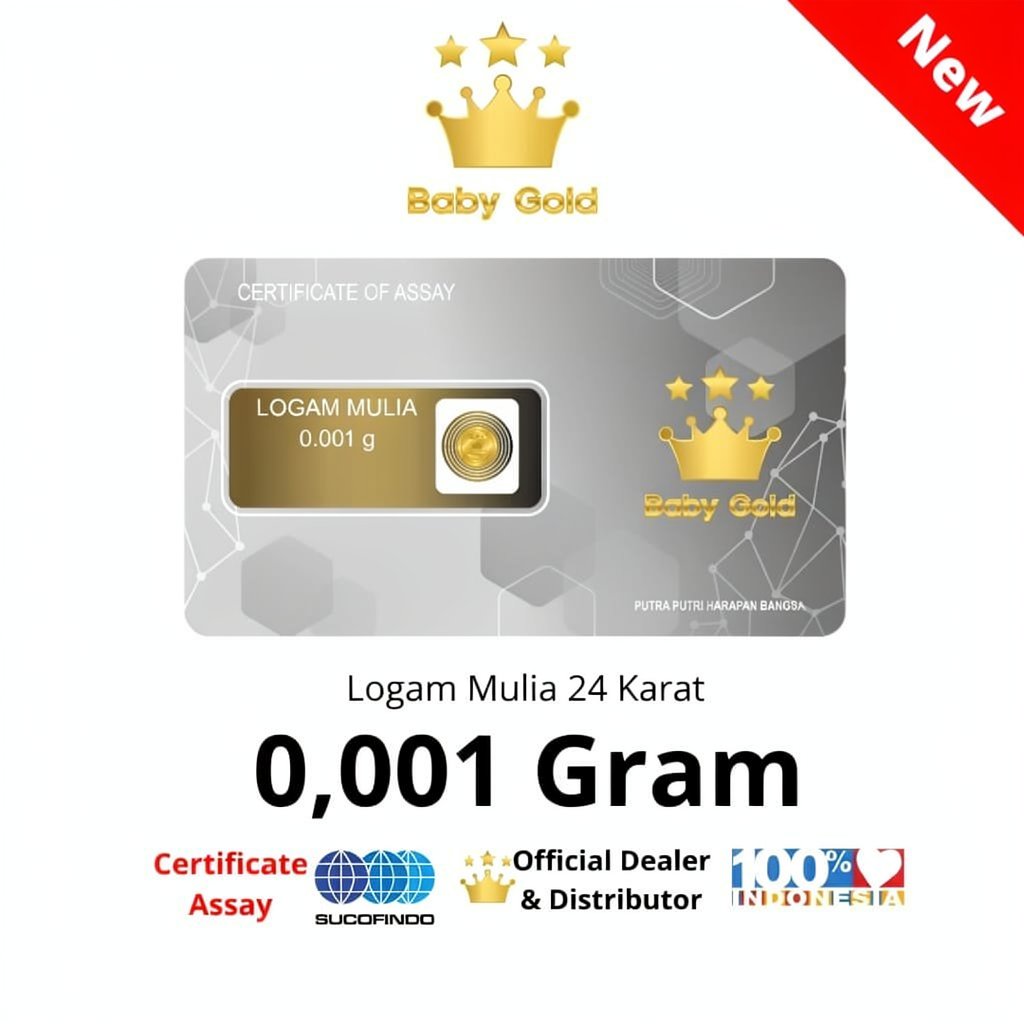Baby Gold Mini 0.001 Gram - Emas 24 Karat Murni, Bersertifikat, Mudah Disimpan